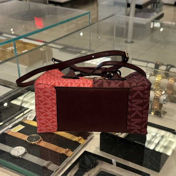Michael Kors Mercer Satchel Shoulder Crossbody Bag MK Oxblood Multi - Picture 8 of 14